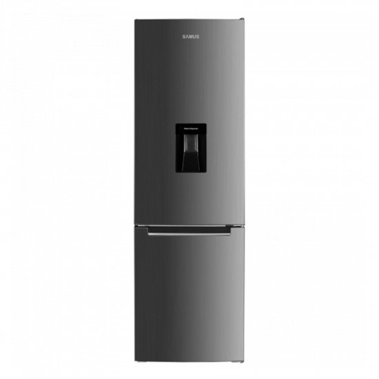 Combină frigorifică Samus SCX342D, Sistem de răcire static, 260 l, Dozator de apa, Usi reversibile, Clasa F, H 180 cm, Inox