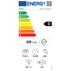Masina de spalat rufe Heinner HWM-VT1712CHD++, 7 kg, 1200 RPM, Clasa D, Alb