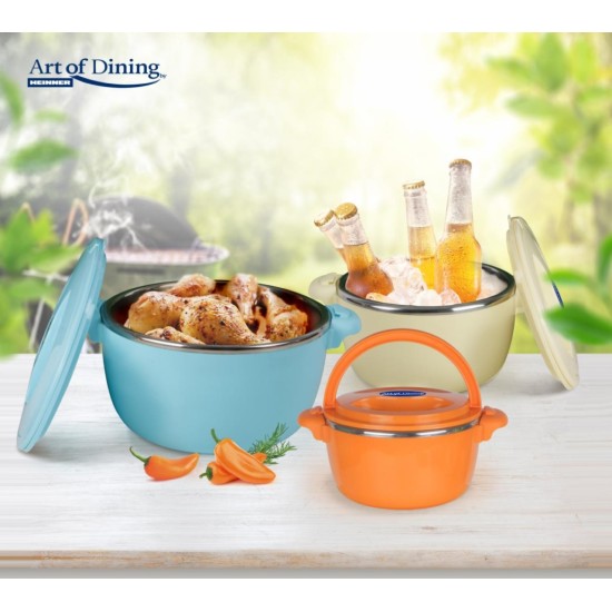 Set 3 caserole termice Art of dining by HEINNER Belly Blue, 2+4+6L, albastru