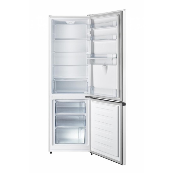 Combina frigorifica Heinner HC-HS268WDE++, 268 l, Clasa E, Control electronic, Dozator apa, Iluminare LED, H 180 cm, Alb