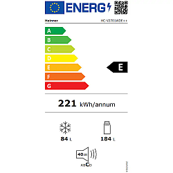 Combina frigorifica Heinner HC-V2701WDE++, 268 l, Less Frost, Clasa E, Dozator apa, Control mecanic, Iluminat LED, H 170 cm, Alb