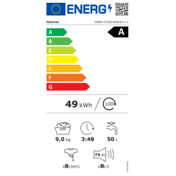 Masina de spalat rufe Heinner HWM-VT2914IVKA+++, 9 kg, 1400 rpm, Clasa A, Motor Inverter, Display digital, Blocare acces copii, Alb