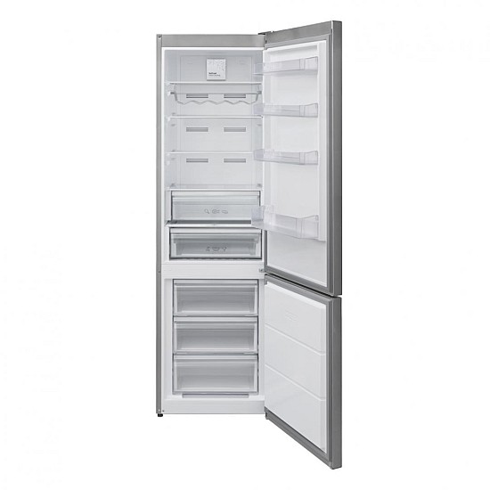 Combina frigorifica Heinner HCNF-V366SE++, 366 l, No Frost, Clasa E, Display, Control electronic, Iluminare LED, Alarma usa deschisa, H 201 cm, Argintiu