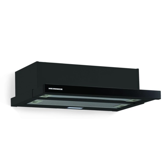 Hota incorporabila telescopica Heinner HTCH-490GBK, 1 Motor, Putere de absorbtie 413.5 m3/H, Lumina LED, 90 cm, Negru