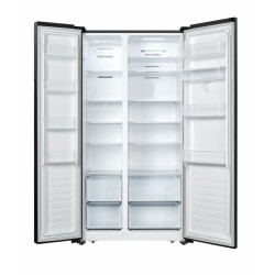 Side by side Heinner HSBS-HS519NFBKWDE++, 519 l, Full No Frost, Clasa E, Dozator de apa, Display touch, Alarma usa deschisa, H 1786 cm, Negru