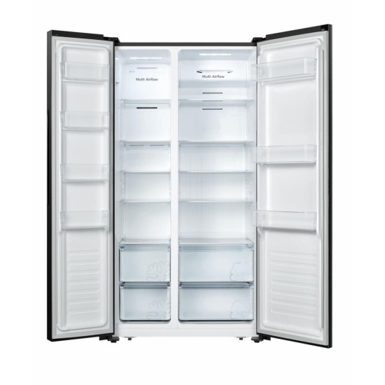 Side by side Heinner HSBS-520NFBKF+, 519l, Full No Frost, Multi Air Flow, Control touch, Clasa F, H 178.6, Negru