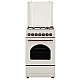 Aragaz Rustic Samus SR550EL3C1, 3 arzatoare pe gaz + 1 electric, Aprindere electrica, Cuptor electric, 48 l, 3 functii, 2200 W, timer mecanic, Beige
