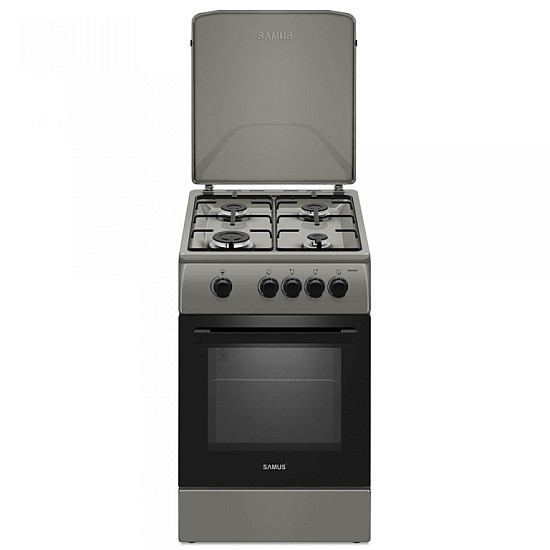 Aragaz Samus SM561BSS, 4 arzatoare, Montat pentru GPL, 50x60 cm, Gri