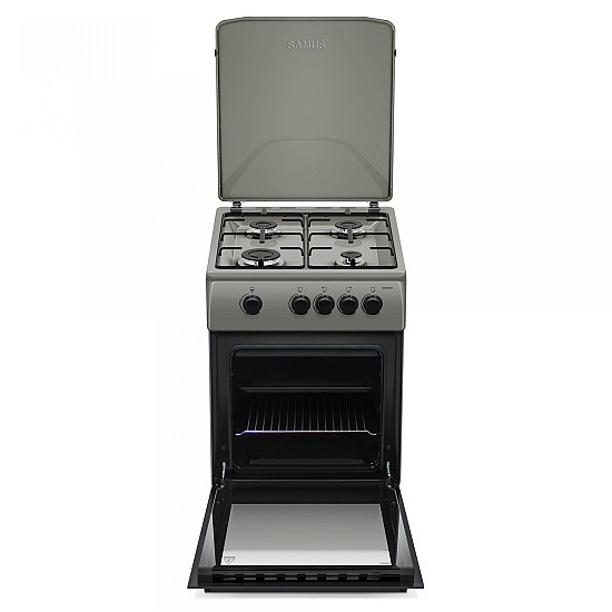 Aragaz Samus SM561BSS, 4 arzatoare, Montat pentru GPL, 50x60 cm, Gri