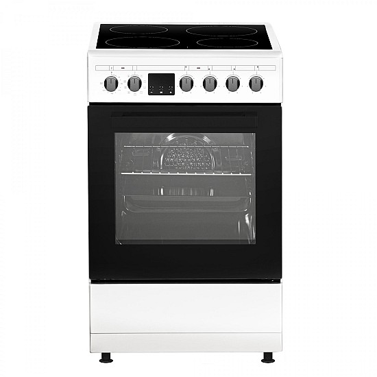 Aragaz Samus SM564VTE, 4 Zone de gatit Vitroceramice, 10 Functii, Cuptor 56L, Alb