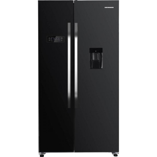 Side by side Heinner HSBS-H439NFBKWDE++, 436 l, No Frost, Clasa A++, Display, Dozator de apa, Functie smart, Functie congelare si racire rapida, H 177 cm, Negru