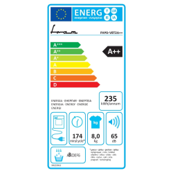 Uscator de rufe Fram FHPD-V8T2A++, Pompa de caldura, 8 kg, 15 programe, Clasa A++, Iluminare cuva, Indicator curatare filtru scame, Blocare acces copii, Alb