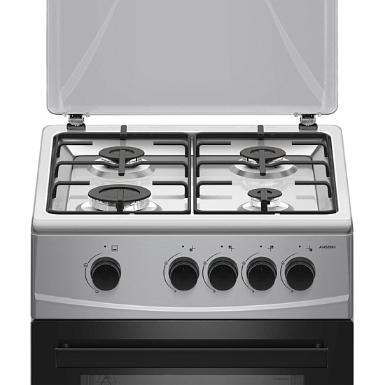 Aragaz Albatros AL452BXS, 4 Arzatoare gaz, Cuptor gaz, Siguranta plita si cuptor, Geam dublu la cuptor, Inox/ Argintiu