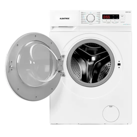 Masina de spalat rufe Albatros AWM1064, 6 kg, Slim, 15 programe, 1000 rotatii, Clasa energetica E, Termostat reglabil, Program ECO 40-60°C, Blocare acces copii, Alb