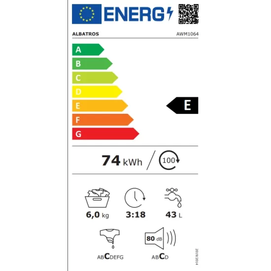 Masina de spalat rufe Albatros AWM1064, 6 kg, Slim, 15 programe, 1000 rotatii, Clasa energetica E, Termostat reglabil, Program ECO 40-60°C, Blocare acces copii, Alb