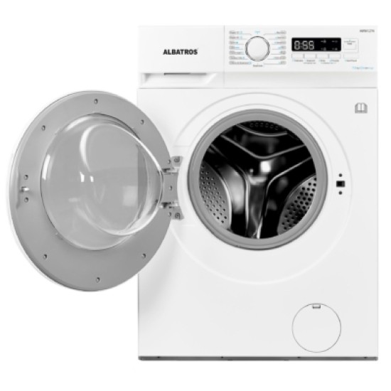 Masina de spalat rufe Albatros AWM1274,7 kg, Slim, 15 Programe, 1200 Rotatii, Clasa energetica D, Termostat reglabil, Program ECO 40-60°C, Blocare acces copii, Alb