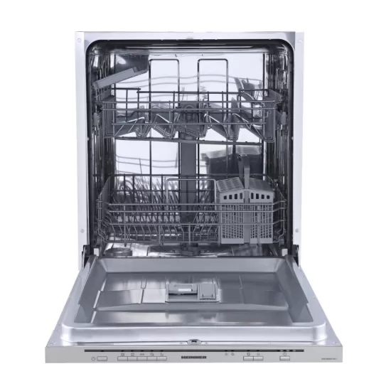 Masina de spalat vase incorporabila Heinner HDW-BIM60514E++, 14 seturi, 5 programe, Control electronic, Aquastop, Display silver, Clasa E, 60 cm