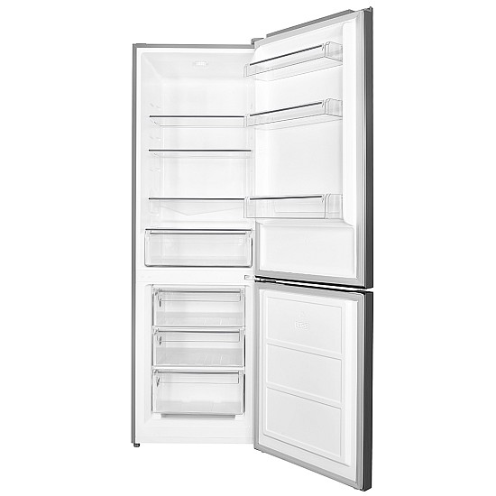 Combina frigorifica Albatros CFX395E, 315 L, H 186 cm, termostat reglabil, dezghetare automata frigider, usi reversibile, lumina interioara tip LED, picioare reglabile, clasa E, Argintie