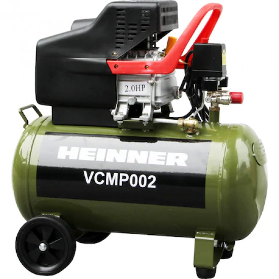 Compresor Heinner VCMP002, 2 CP, 50 l capacitate rezervor, 8 bar presiune lucru, 224 l/min debit aer refulat
