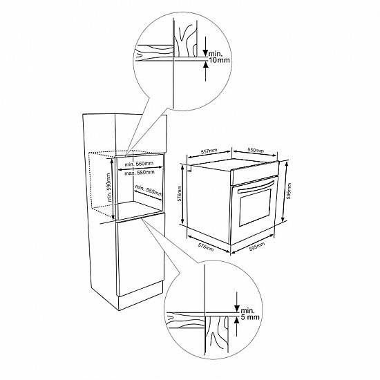 Cuptor incorporabil Heinner HBO-V659GCDRC-GBK, 69 l, 9 functii, Multifunctional,Grill, Ventilatie, Timer, Display touch, Perete catalitic, Clasa A, Sticla neagra
