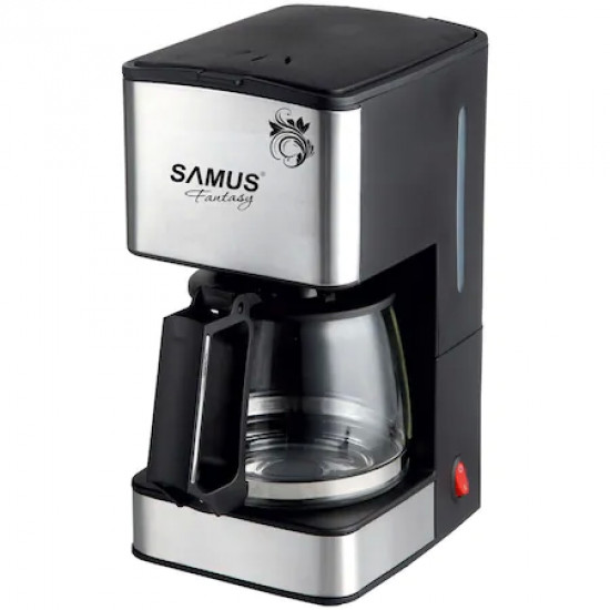 Cafetiera Samus Fantasy, 680 W, 0.8 litri, capacitate 6 cesti, functie antipicurare, negru + argintiu