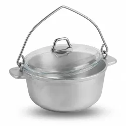 Ceaun din  Aluminiu alimentar turnat 2,0 lit cu toartă + capac-sticlă Ø 200 mm