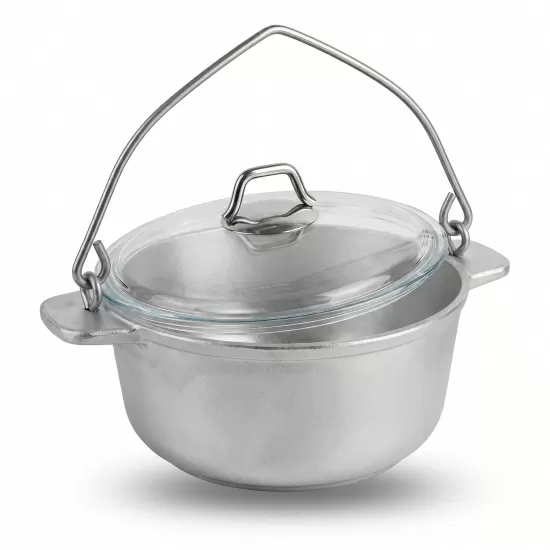 Ceaun din  Aluminiu alimentar turnat 2,0 lit cu toartă + capac-sticlă Ø 200 mm