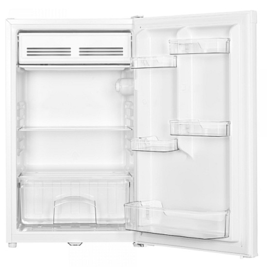 Frigider Albatros FA153E, 121 L, H 84 cm, Termostat reglabil,2 rafturi de sticla, 5 balcoane pe usa,1 sertar pentru legume, Usi reversibile, Clasa energetica E, Alb