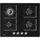 Plita incorporabila Fram FBH-M4IWF-GBK, Gaz, 4 arzatoare, Gratar fonta, Wok, Aprindere electrica, Dispozitiv de siguranta, 60 cm, Sticla neagra