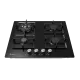 Plita incorporabila Fram FBH-M4IWF-GBK, Gaz, 4 arzatoare, Gratar fonta, Wok, Aprindere electrica, Dispozitiv de siguranta, 60 cm, Sticla neagra