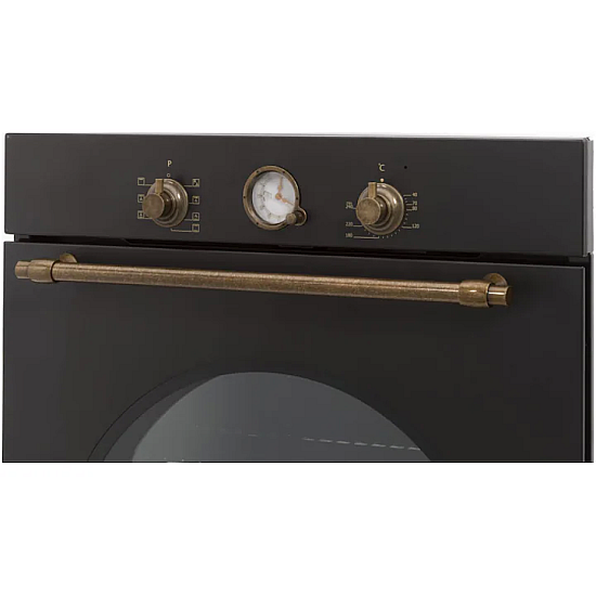 Cuptor incorporabil rustic Fram FBO-S607GCAR-RBK, 60 l, 7 functii, Grill, Display analog, Antracit