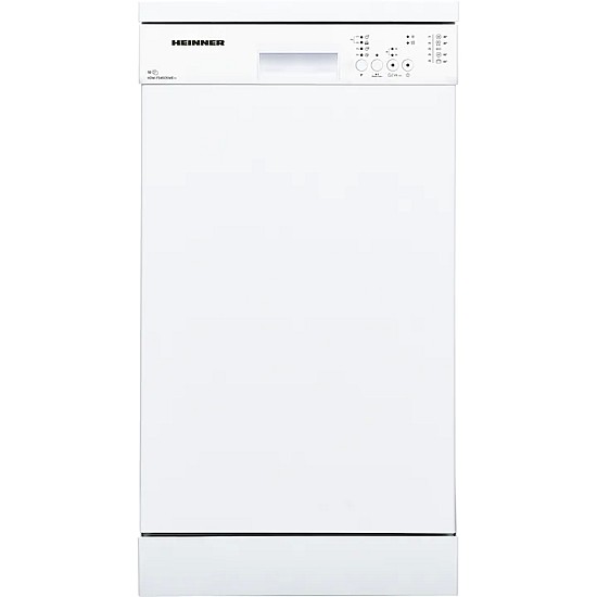 Masina de spalat vase Heinner HDW-FS4505WE++, 10 Seturi, 5 programe, Clasa E, Half load, Aquastop, 45 cm, Alb