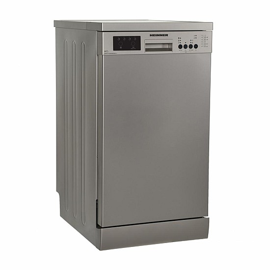Masina de spalat vase Heinner HDW-FS4506DSE++, 10 Seturi, 6 programe, Clasa E, Half load, Aquastop, 45 cm, Antracit