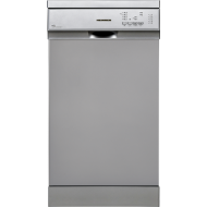 Masina de spalat vase Heinner HDW-FS4552DSE++, 10 seturi, 5 programe, Clasa E, Aquastop, Pornire programata, 45 cm, Argintiu