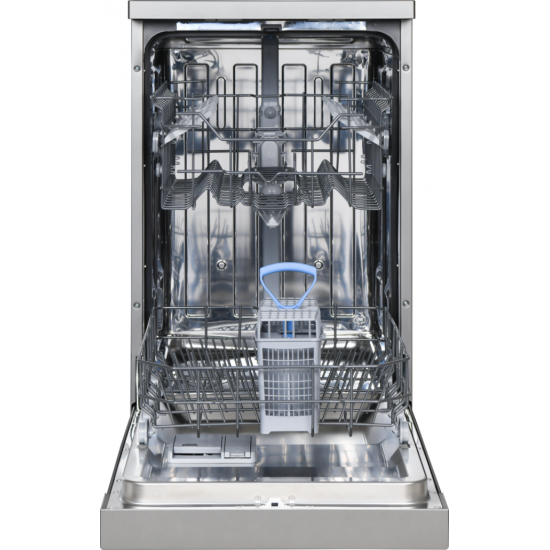 Masina de spalat vase Heinner HDW-FS4552DSE++, 10 seturi, 5 programe, Clasa E, Aquastop, Pornire programata, 45 cm, Argintiu