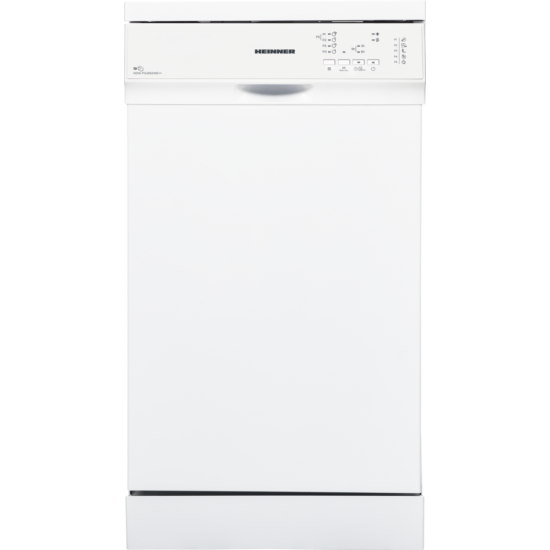 Masina de spalat vase Heinner HDW-FS4552WE++, 10 Seturi, 5 programe, Clasa E, Program Rapid 30’, 45 cm, Alb