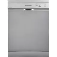 Masina de spalat vase Heinner HDW-FS6062DSE++, 12 seturi, 6 programe, Clasa E, Aquastop, Pornire programata, 60 cm, Argintiu