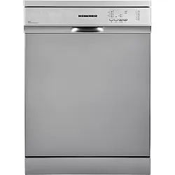 Masina de spalat vase Heinner HDW-FS6062DSE++, 12 seturi, 6 programe, Clasa E, Aquastop, Pornire programata, 60 cm, Argintiu