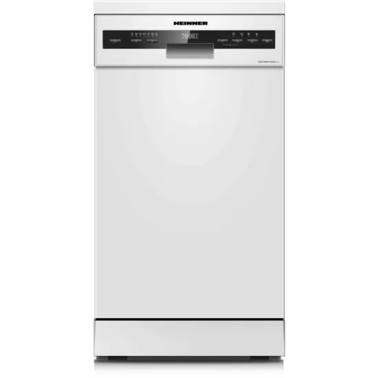 Masina de spalat vase Heinner HDW-FSM45710AWD+++, 10 seturi, 7 programe, Auto-Door opening, Control electronic, Display LED, Aquastop, Clasa D, 45 cm, Alb