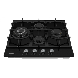 Plita incorporabila Heinner HBH-M452IWFGBK, Gaz, 4 arzatoare, Gratar fonta, Wok, Aprindere electrica, Dispozitiv de siguranta, 60 cm, Sticla neagra
