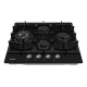 Plita incorporabila Heinner HBH-M452IWFGBK, Gaz, 4 arzatoare, Gratar fonta, Wok, Aprindere electrica, Dispozitiv de siguranta, 60 cm, Sticla neagra