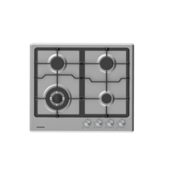 Plita incorporabila Heinner HBH-M495IWFIX, Gaz, 4 arzatoare, Gratar fonta, Wok, Aprindere electrica, Dispozitiv de siguranta, 60 cm, Inox