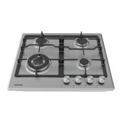 Plita incorporabila Heinner HBH-M495IWFIX, Gaz, 4 arzatoare, Gratar fonta, Wok, Aprindere electrica, Dispozitiv de siguranta, 60 cm, Inox