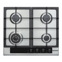 Plita incorporabila Heinner HBH-V4IWFFCIX, Gaz, 4 arzatoare, Arzator wok, Aprindere electrica integrata, 58 cm, Inox