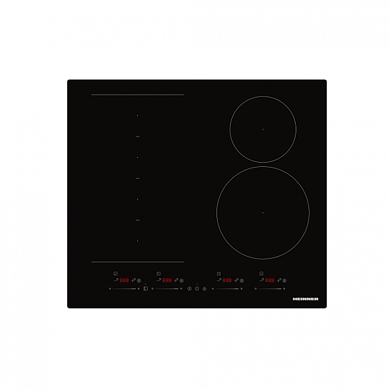 Plita incorporabila Heinner HBHI-M4ZB1FXSMTC, Inductie, 4 zone de gatit, Bridge, Boost, Slim, Control touch, Timer, Protectie copii, Indicator caldura reziduala, 60 cm, Negru