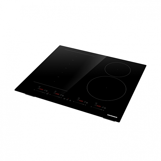 Plita incorporabila Heinner HBHI-M4ZB1FXSMTC, Inductie, 4 zone de gatit, Bridge, Boost, Slim, Control touch, Timer, Protectie copii, Indicator caldura reziduala, 60 cm, Negru