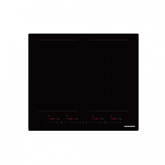Plita incorporabila Heinner HBHI-M4ZB2FXSMTC, Inductie, 4 zone de gatit, Bridge, Boost, Slim, Control touch, Timer, Protectie copii, Indicator caldura reziduala, 60 cm, Negru