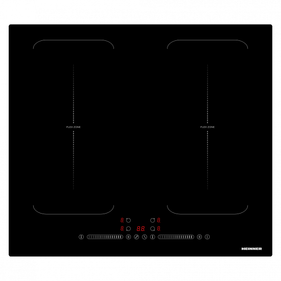 Plita incorporabila Heinner HBHI-M4ZB2FXTC, Inductie, 4 zone de gatit, Bridge, Boost, Control touch, Timer, Protectie copii, Indicator caldura reziduala, 60 cm, Negru