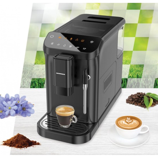 Espressor automat Heinner Buongiorno HEMA-D20DBK, 1350W, 20 bar, capacitate rezervor apa 1.5L, capacitate compartiment boabe 190g, Negru