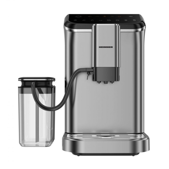 Espressor automat Heinner Genesis HEMA-D20DGREY, 1350W, 20 bar, recipient lapte, capacitate rezervor apa 1.5L, capacitate compartiment boabe 190g, Gri